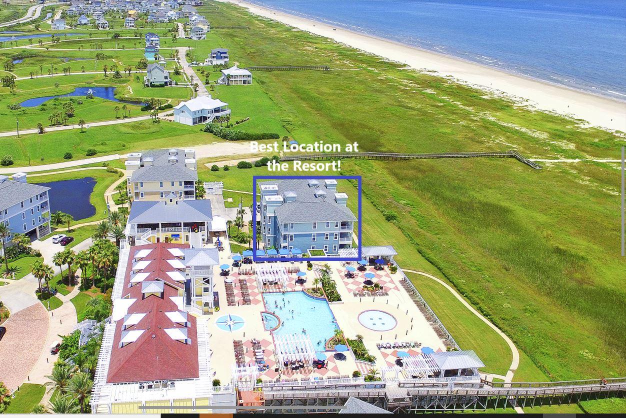 Aerial view of Pointe West resort at dusk